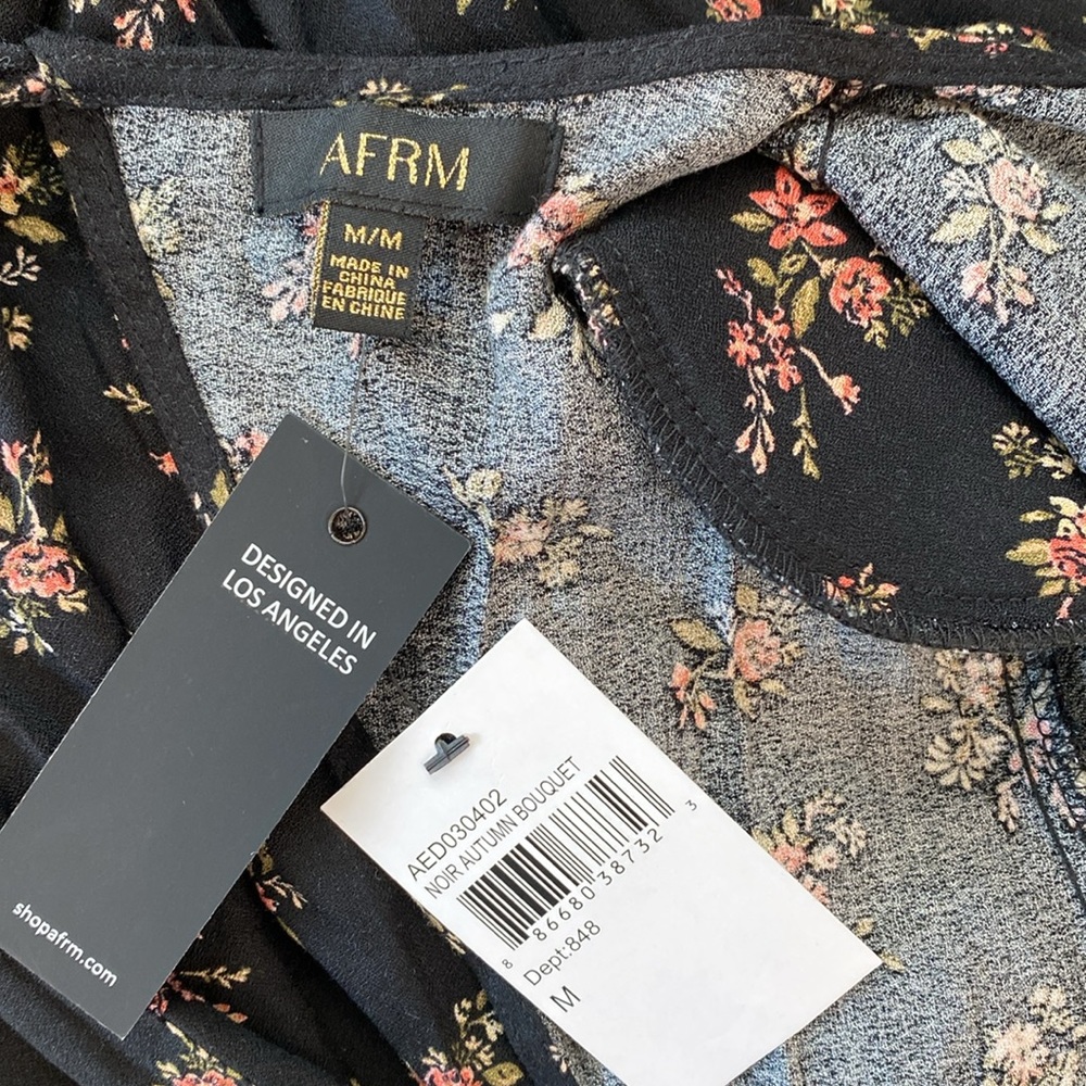 NWT AFRM Gilda Back Cutout Maxi Dress in Noir Bouquet, Size M - Picture 16 of 17